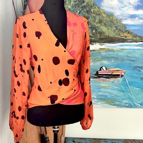 Anthro’s Bl-nk, London,Ariana, Wrap/Around Blouse,Fun, Funky & Fabulous, EUC, XS - Picture 6 of 12